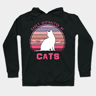 Easily Distracted By Cats Pink Sunset Hoodie